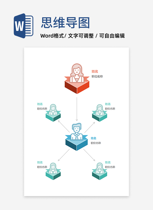 组织架构 - 多彩角色关联架构 Word 模板