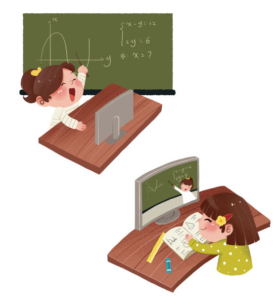 上网课学生老师素材