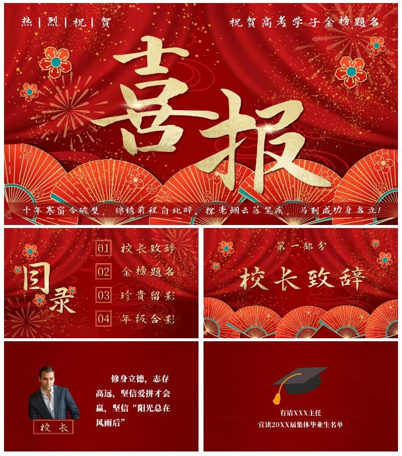 热烈庆祝高考喜报汇报PPT模板