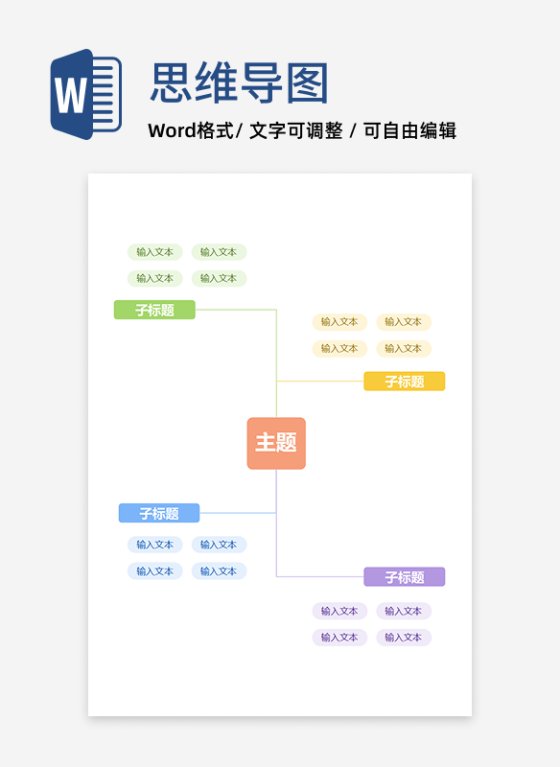 思维导图-彩色方框简约竖版思维导图