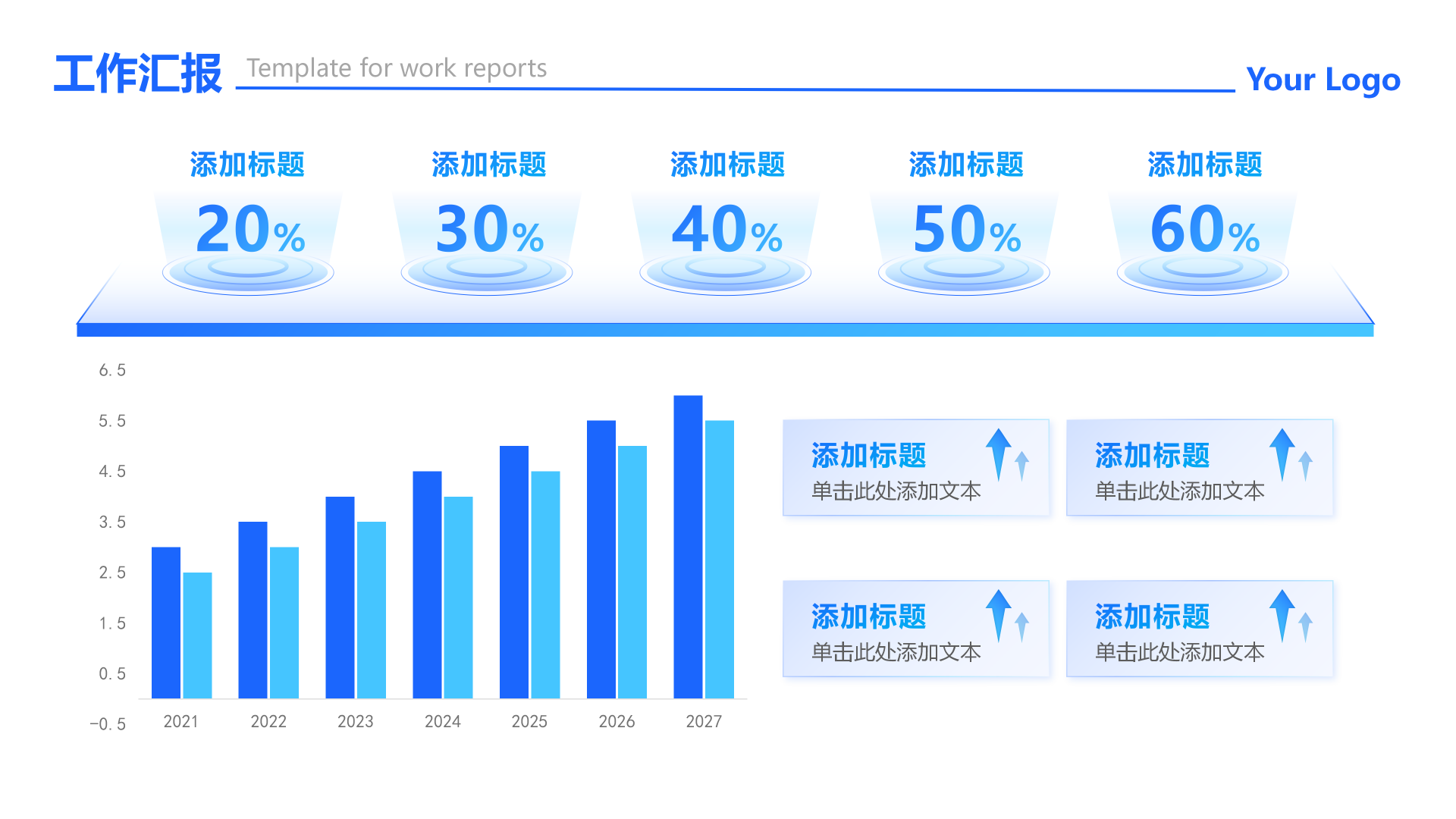 蓝绿色渐变科技风数据图表汇报PPT组件