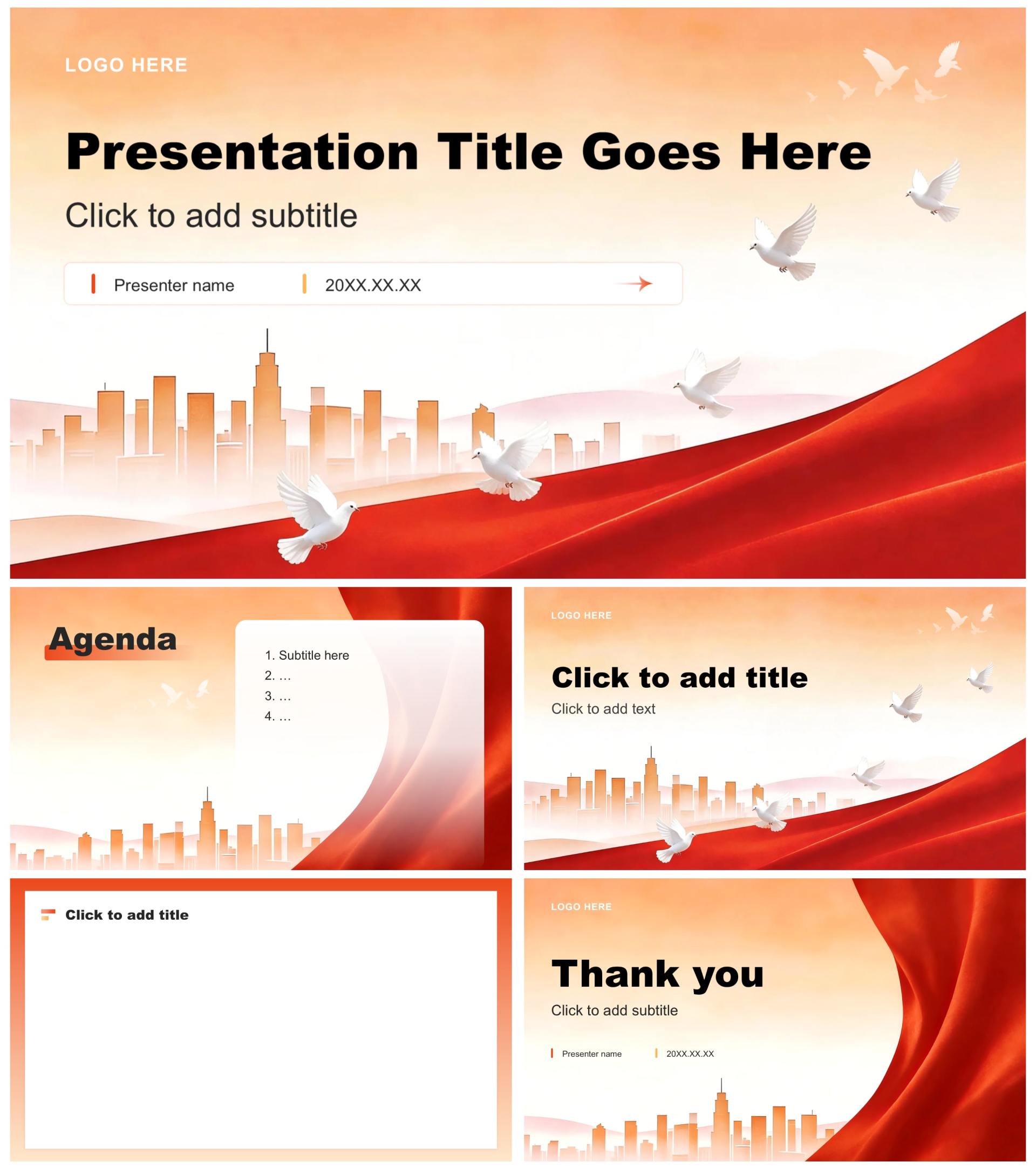 红色党政风两会政府工作报告解读PPT主题模板