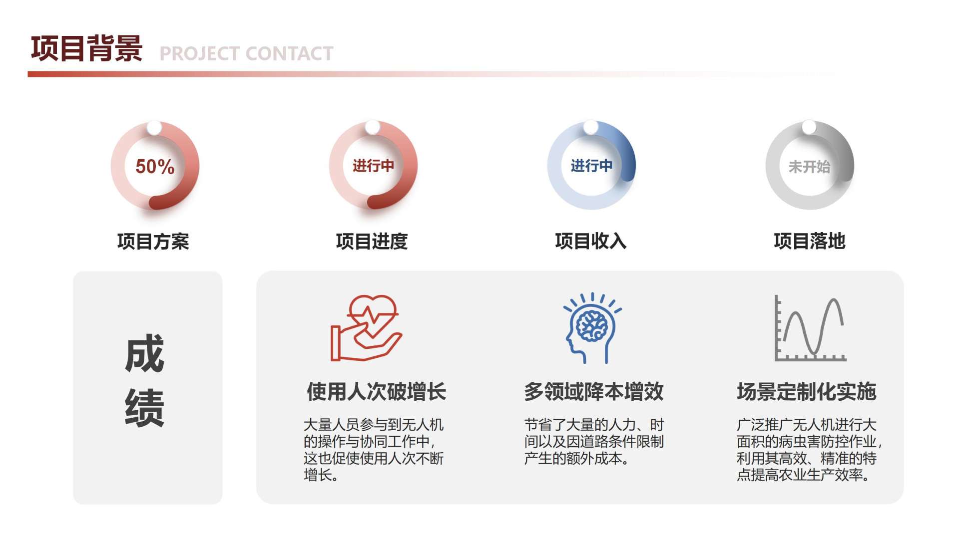 红色简约风项目背景介绍PPT单页