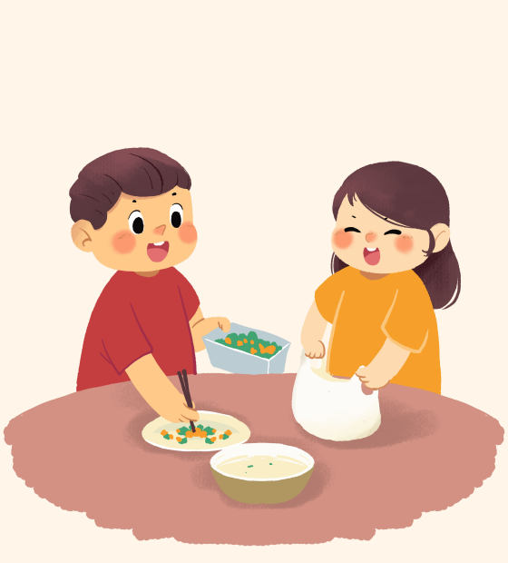 光盘行动节约粮食打包卡通素材