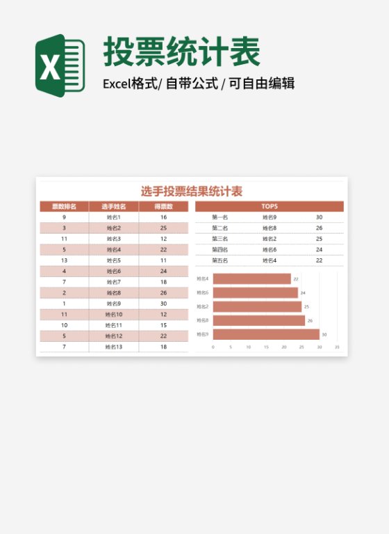 深色选手投票结果统计表