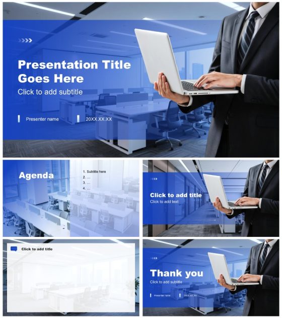 蓝色商务风大学生实习报告项目总结PPT主题模板