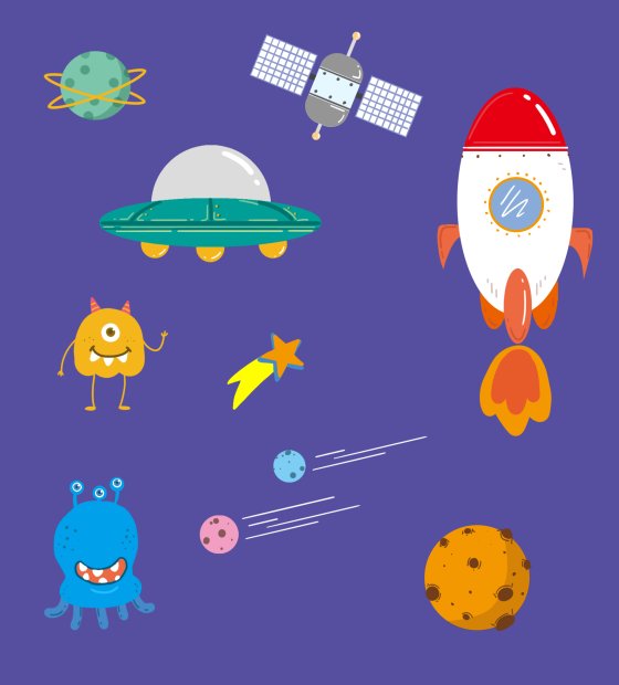 手绘卡通太空元素