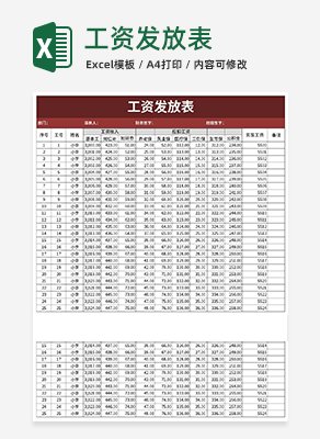 简约工资发放表excel模板