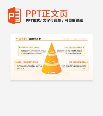 橙黄色渐变工作汇报金字塔正文页PPT单页