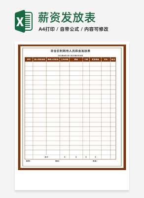 非全日制聘用人员薪金发放表Excel模板