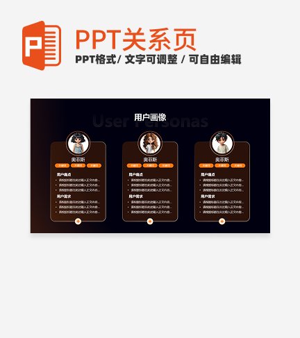橙色未来科技风产品设计用户画像三项关系页PPT模板
