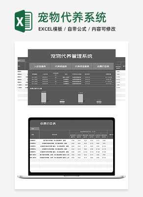 商务风灰色宠物代养管理系统Excel模板