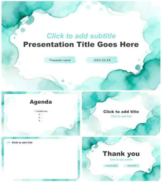 绿色小清新风财务工作总结述职汇报PPT主题模板