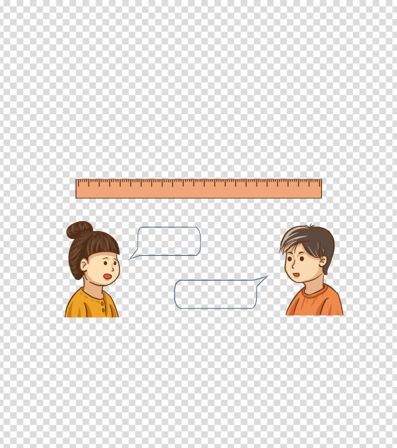 红色卡通数学格尺对话元素