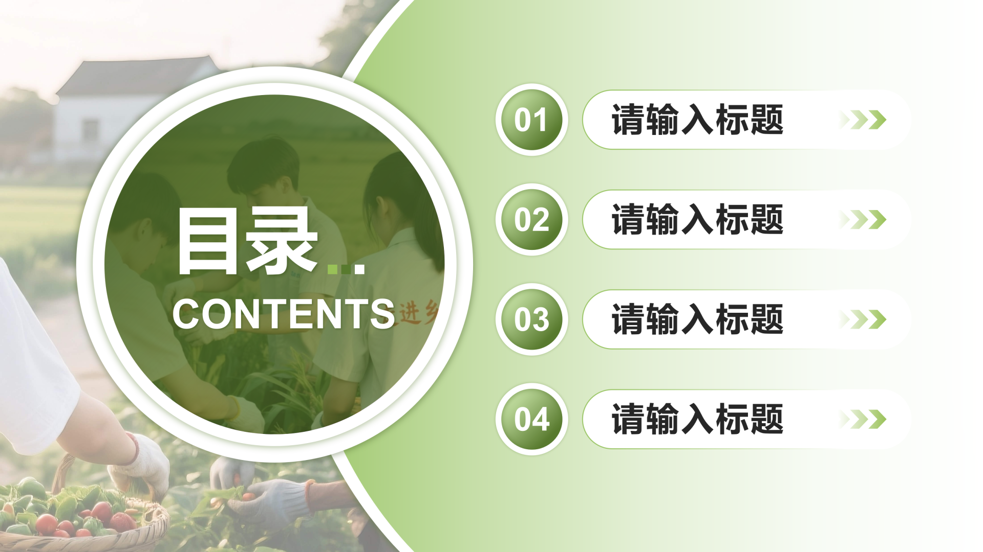 目录页-绿色简约风学生社会实践总结分享PPT单页