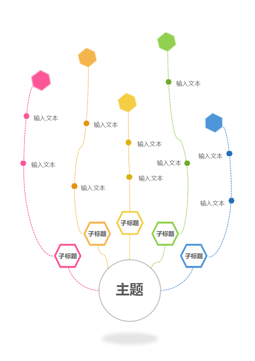 思维导图-彩色树线条竖版思维导图