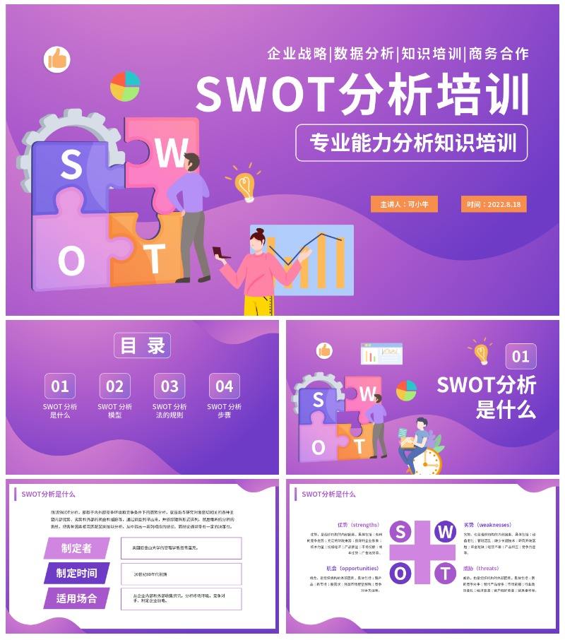 SWOT分析知识培训通用PPT模板