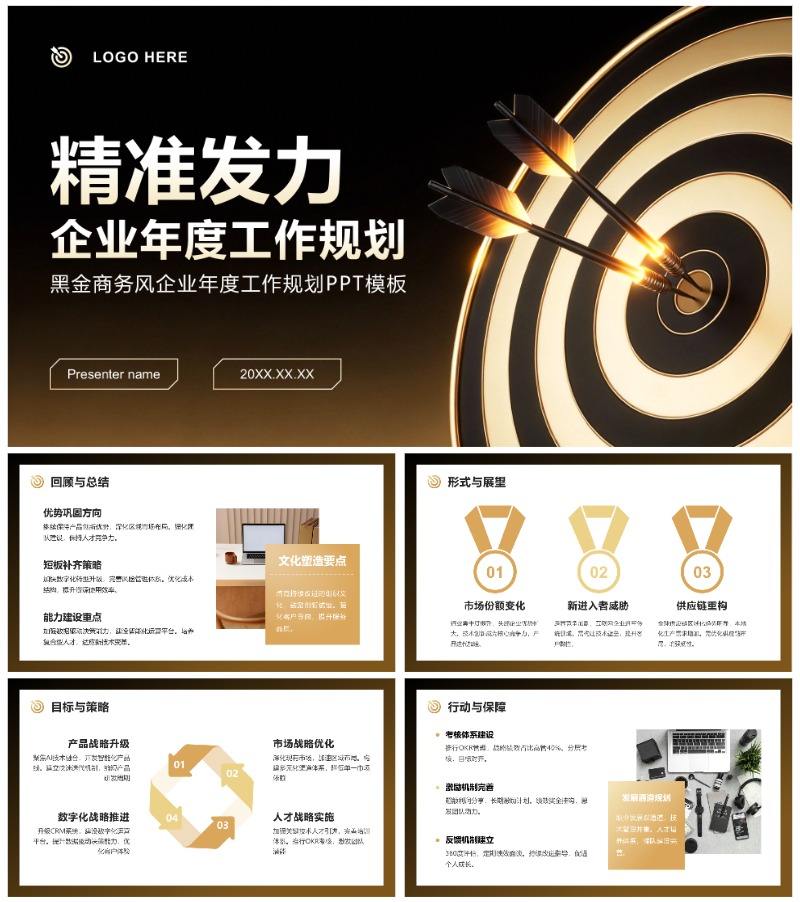 黑金商务风企业年度工作规划通用PPT模板