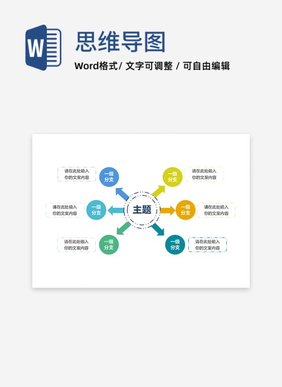 思维导图-彩色简约双向圆形思维导图