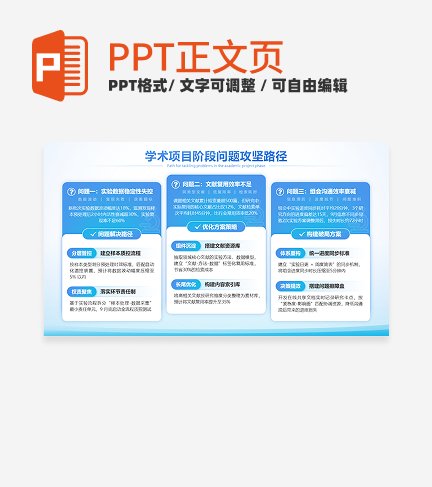 蓝色渐变商务风学术项目阶段问题攻坚正文页PPT内页