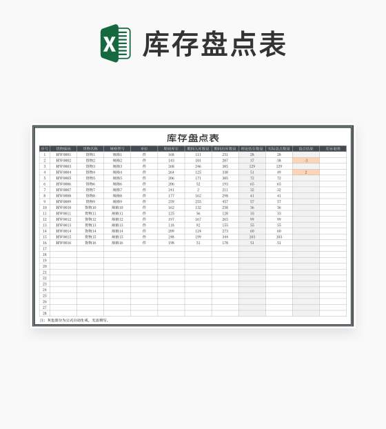 库存货物盘点表Excel模板