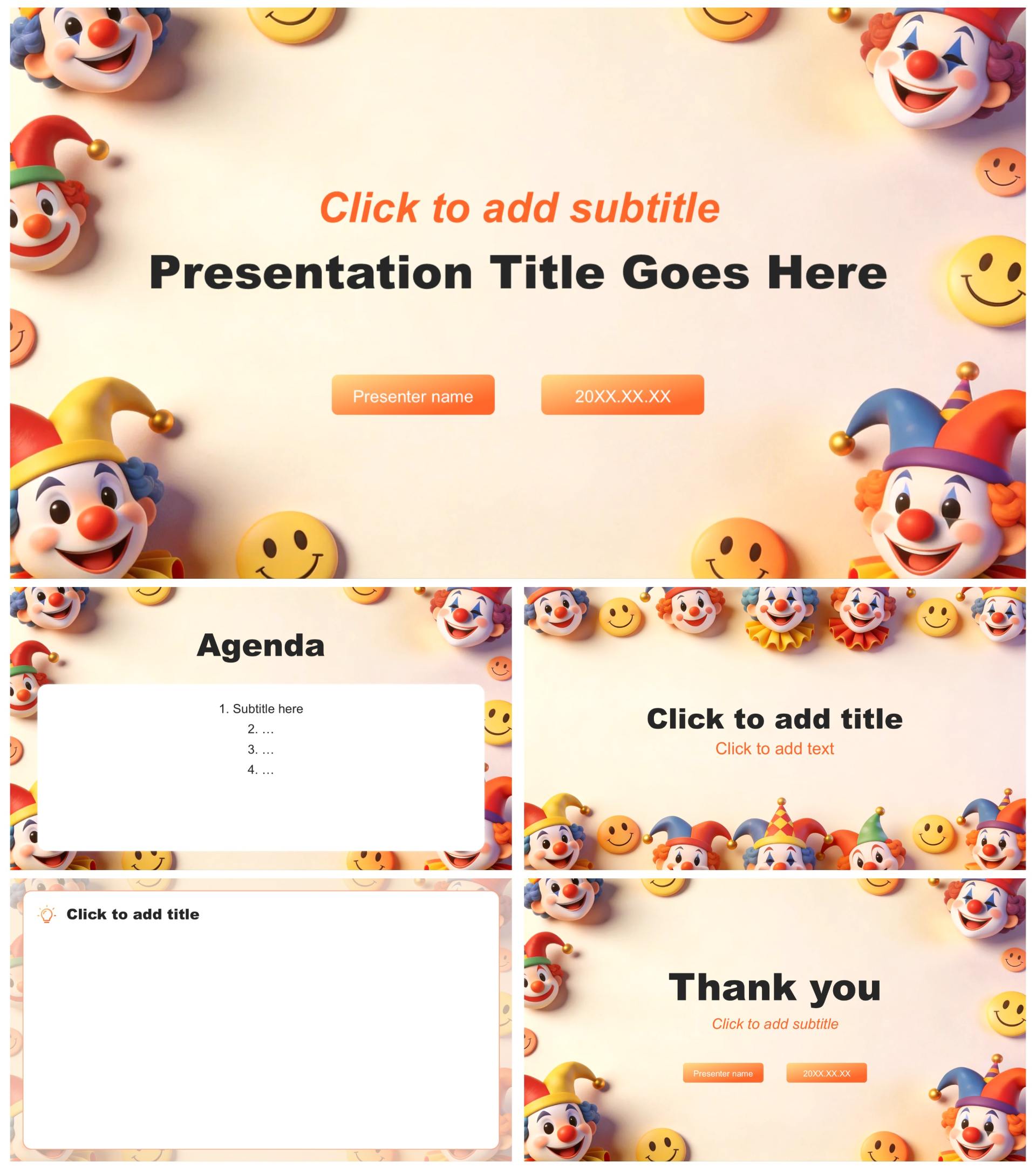 橙色简约3D风愚人节创意营销活动策划PPT主题模板