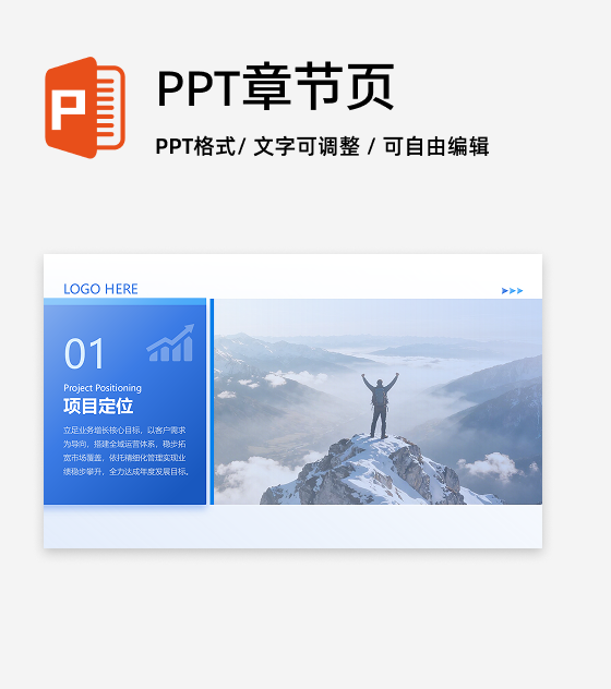 章节页-商业项目策划书工作汇报PPT 单页