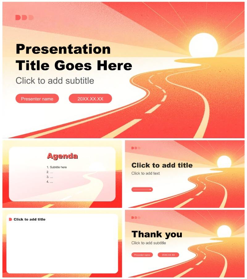 红色插画风大学生职业规划通用PPT主题模板