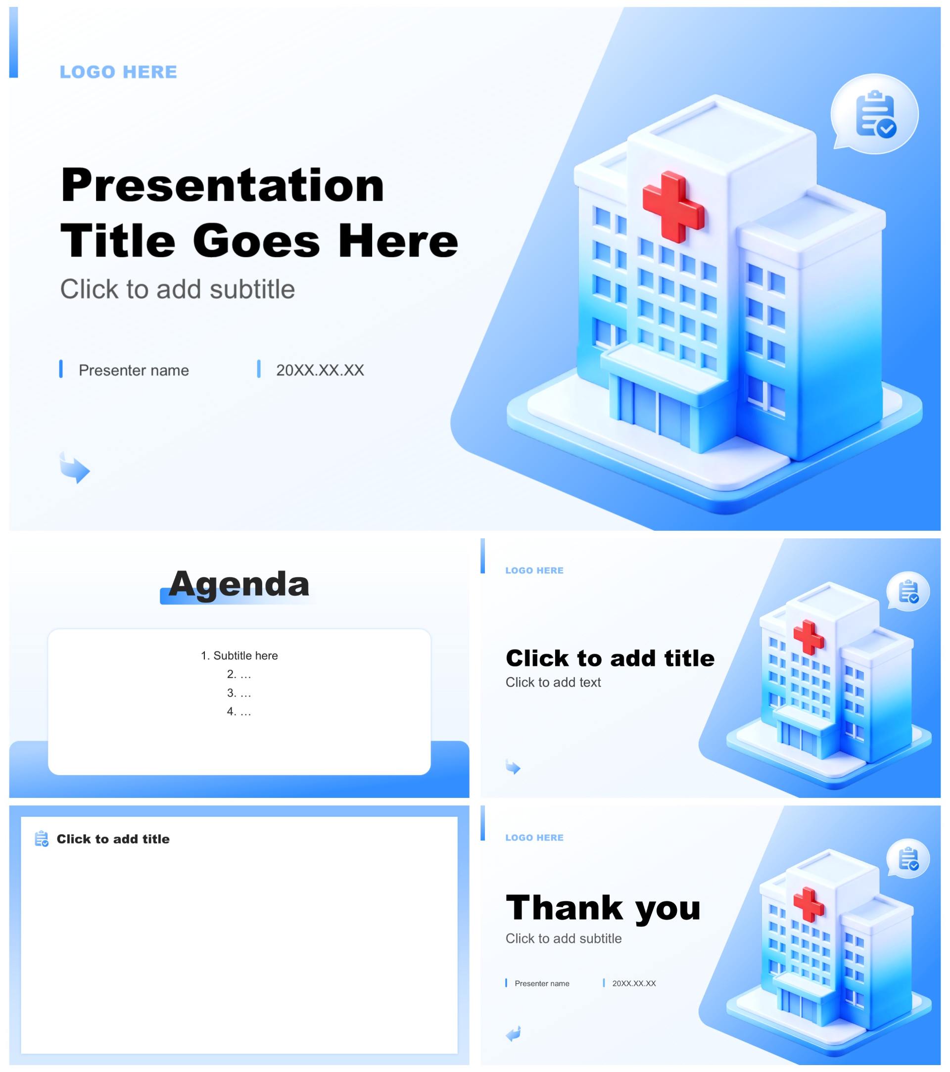 蓝色简约风医疗临床工作总结汇报PPT主题模板