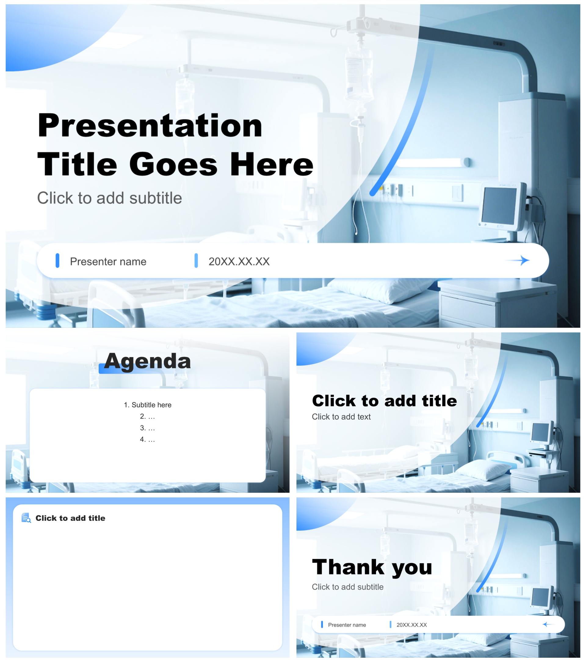 蓝色商务实景医疗临床汇报总结PPT主题模板