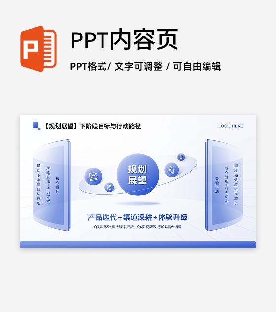 蓝色商务风述职报告规划展望PPT单页