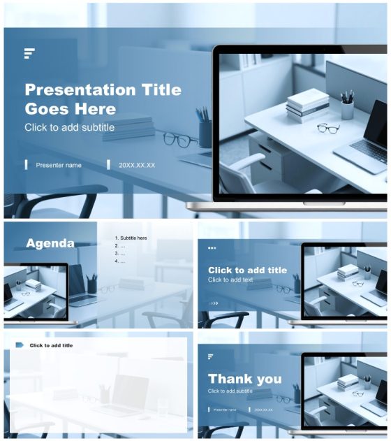 蓝灰色商务风实习报告工作总结PPT主题模板