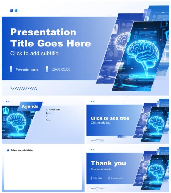 蓝色渐变商务风世界卒中日工作汇报PPT主题模板