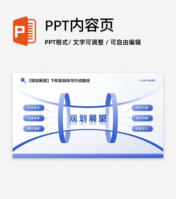 蓝色简约风述职报告规划展望总分PPT单页