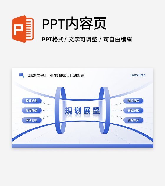 蓝色简约风述职报告规划展望总分PPT单页