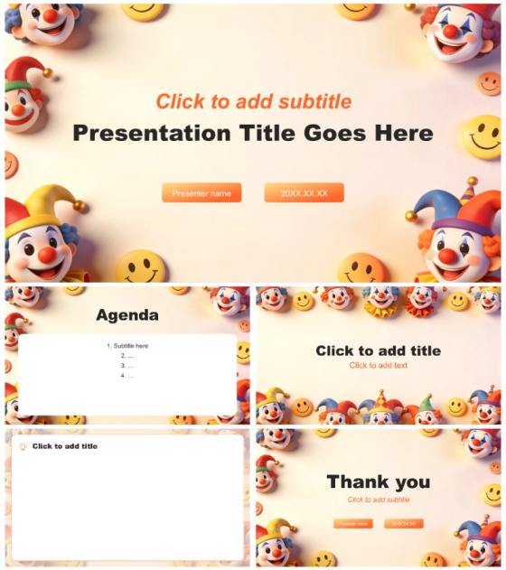 橙色简约3D风愚人节创意营销活动策划PPT主题模板