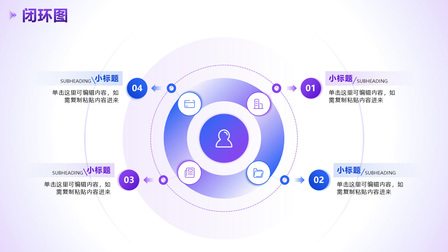 闭环图 - 紫蓝色渐变简约循环PPT单页