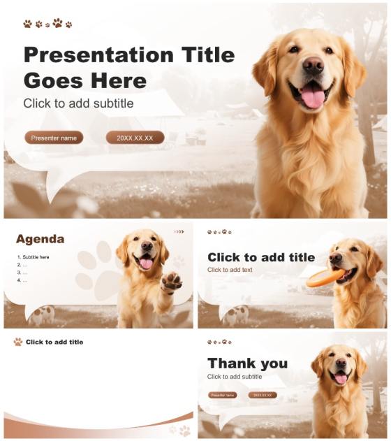 棕色商务风宠物市场调研报告分析PPT主题模板