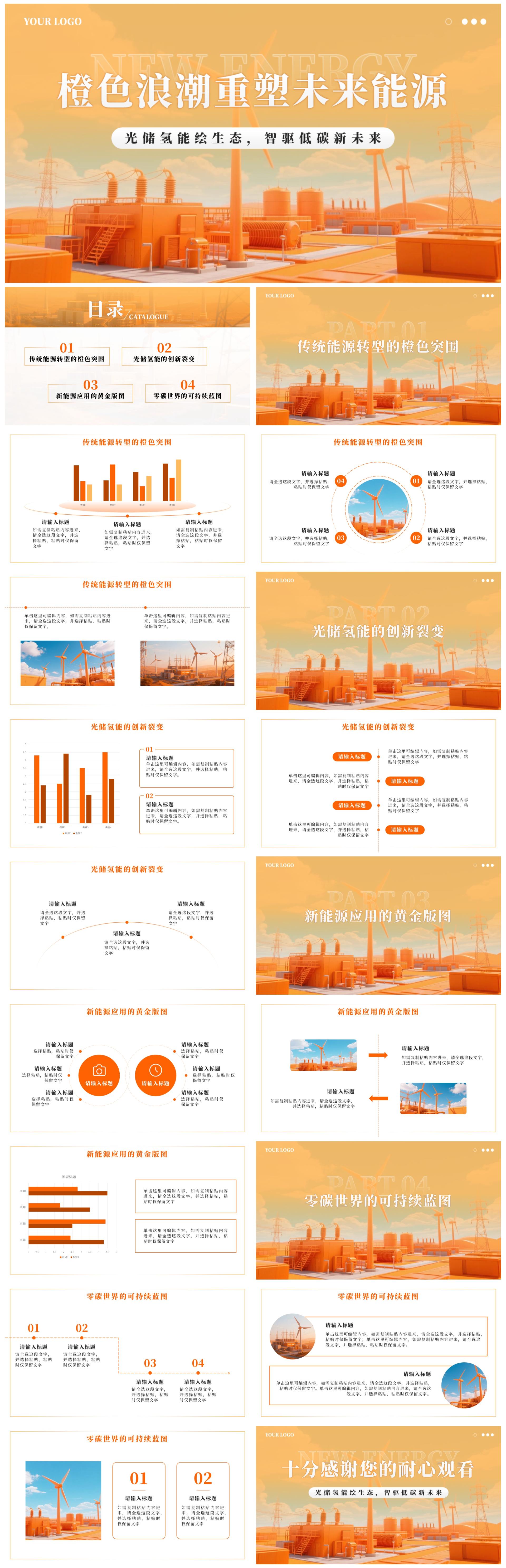 橙色科技风新能源创业创新计划书PPT模板