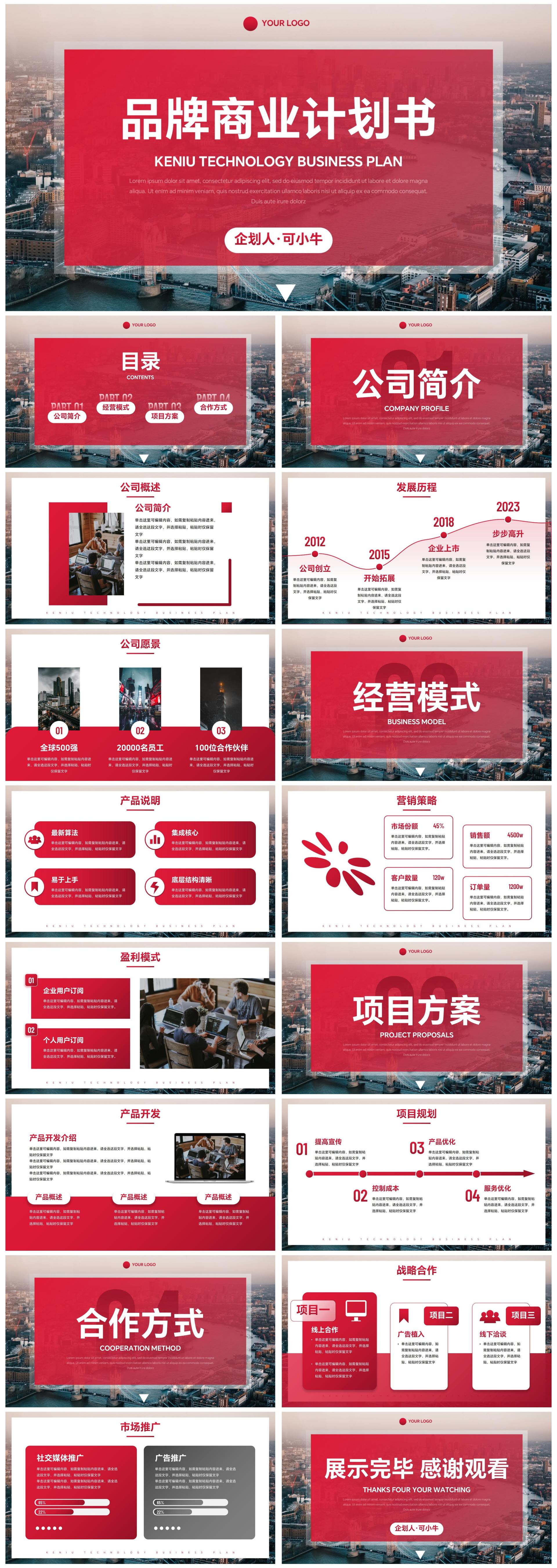 高级实景简约品牌商业计划书PPT模板