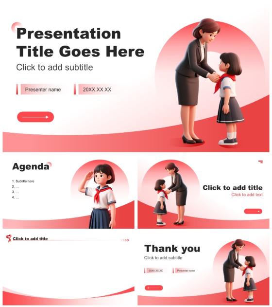 红色3D风少先队员竞选演讲自我介绍PPT主题模板