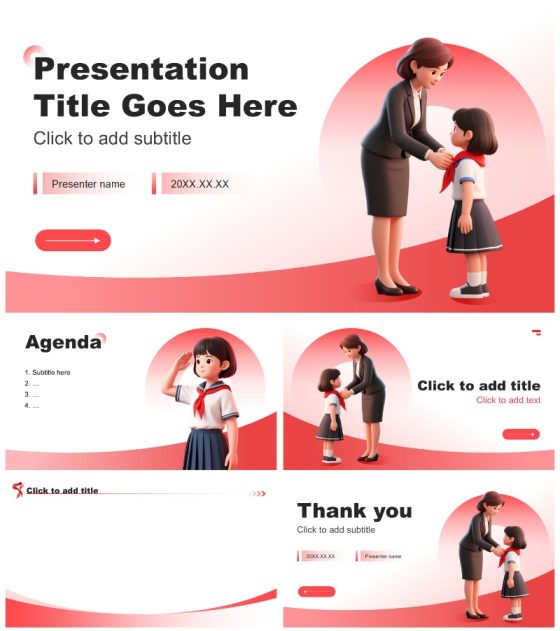 红色3D风少先队员竞选演讲自我介绍PPT主题模板