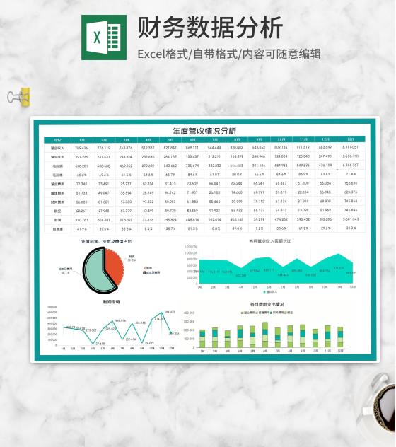 年度费用营收情况分析Excel模板