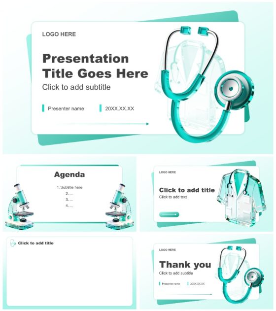 绿色简约风医疗行业工作述职汇报PPT主题模板