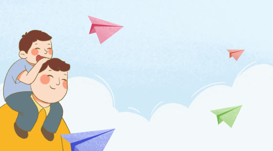 父亲节陪伴孩子背景插画