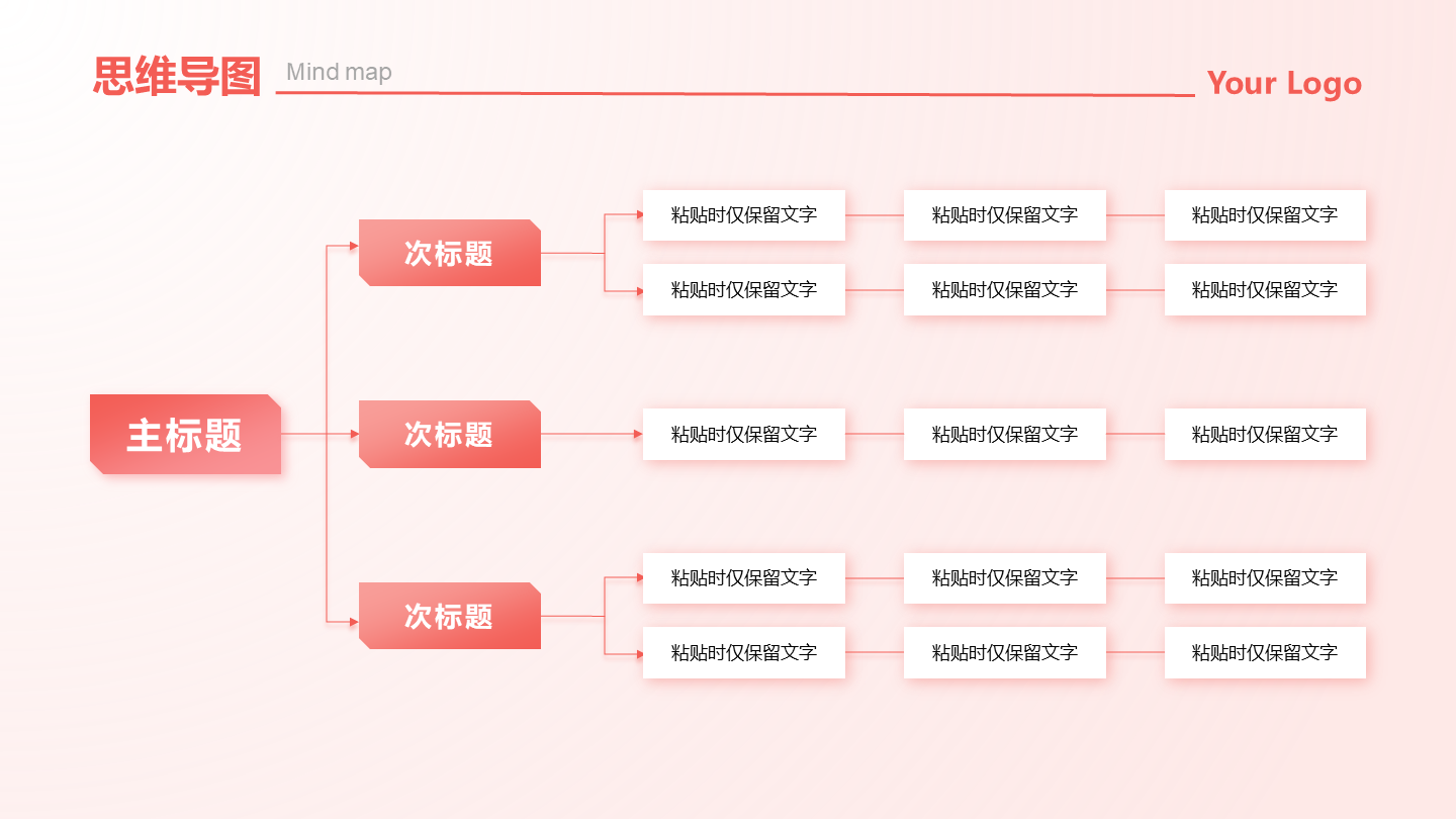 红色渐变异形思维导图PPT单页