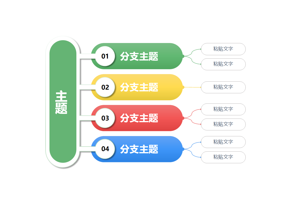 思维导图 - 彩条分支简约思维导图word模板