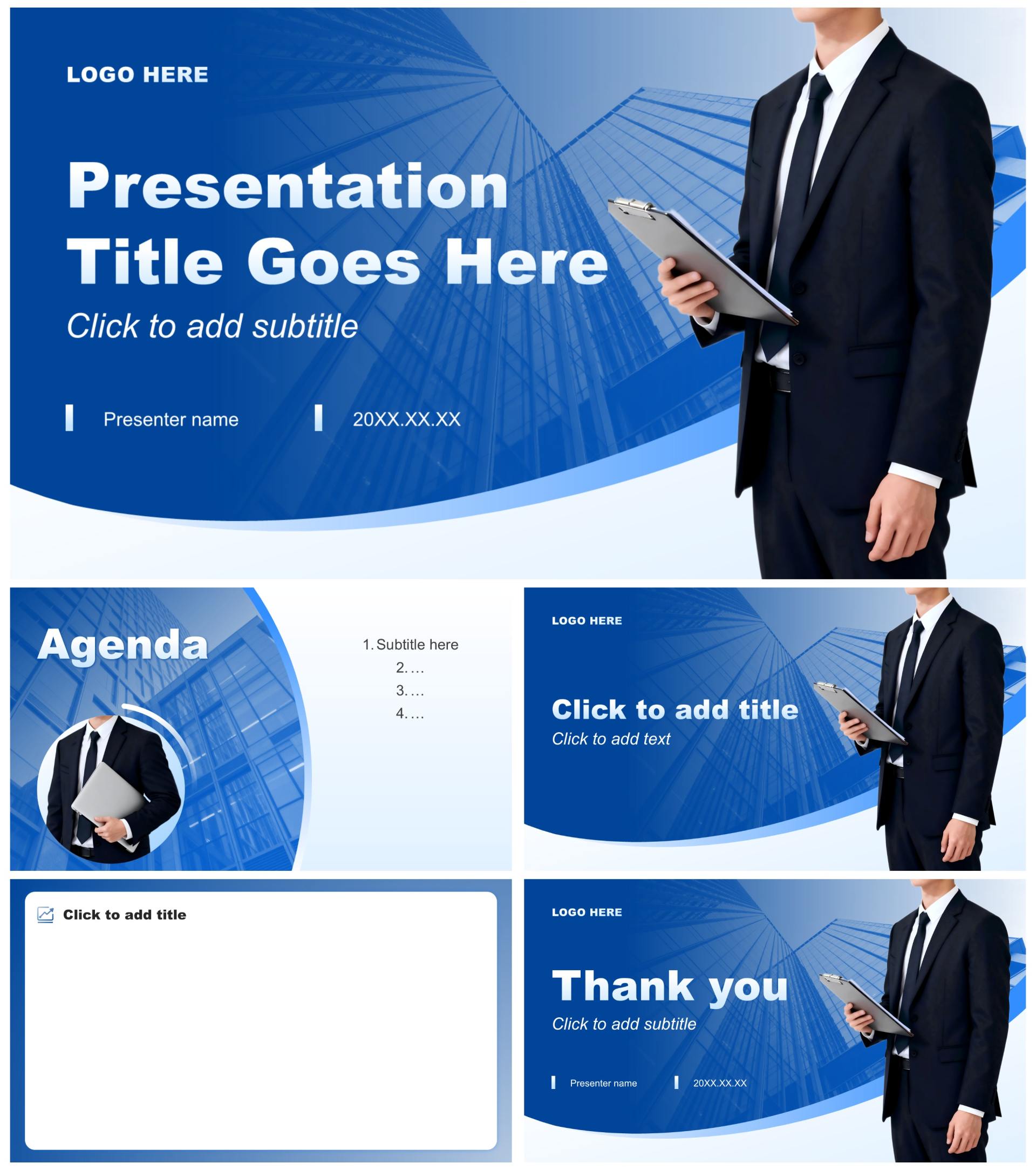 深蓝色商务风销售年度述职汇报PPT主题模板