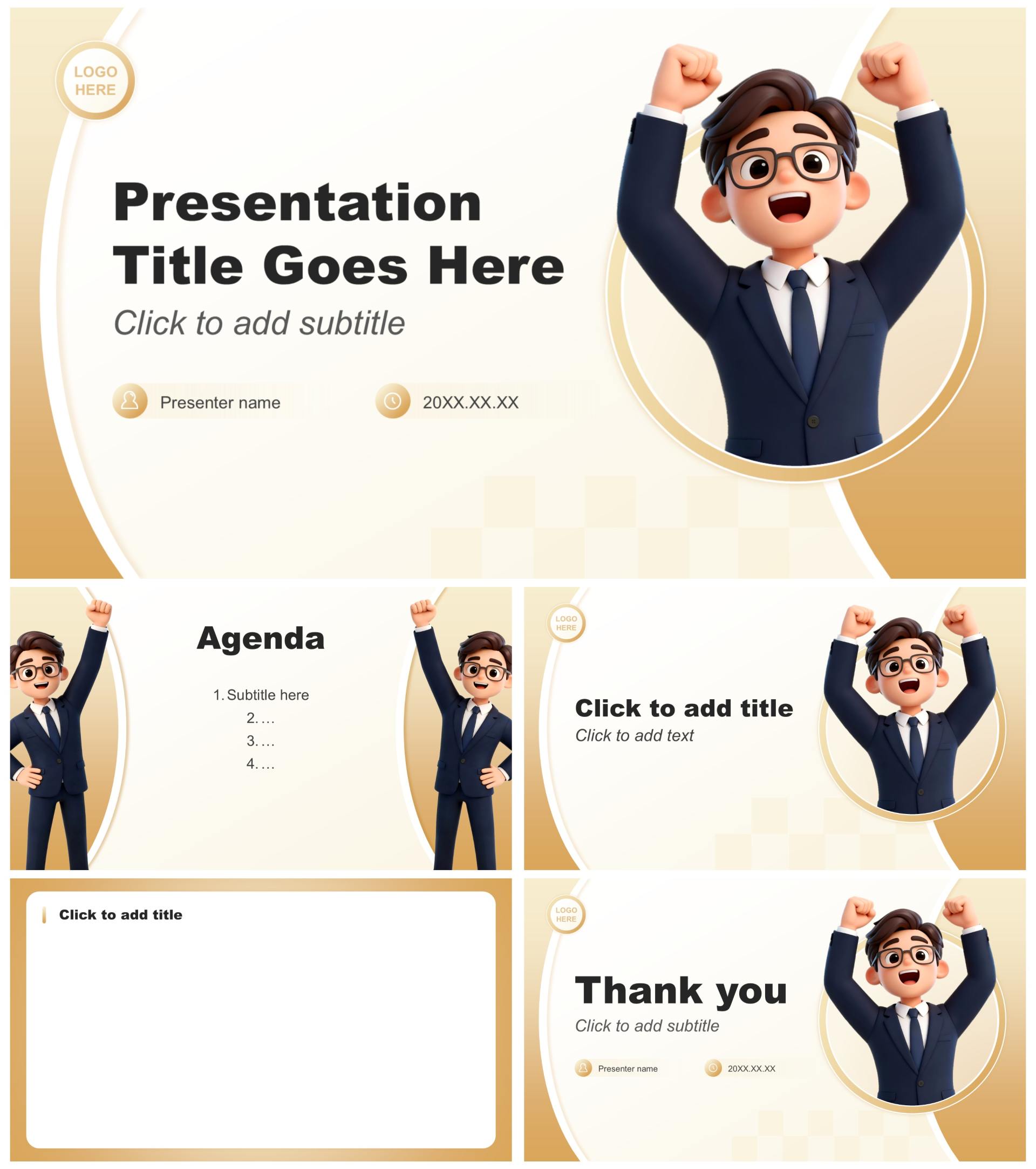 金色3D商务风试用期转正述职汇报PPT主题模板