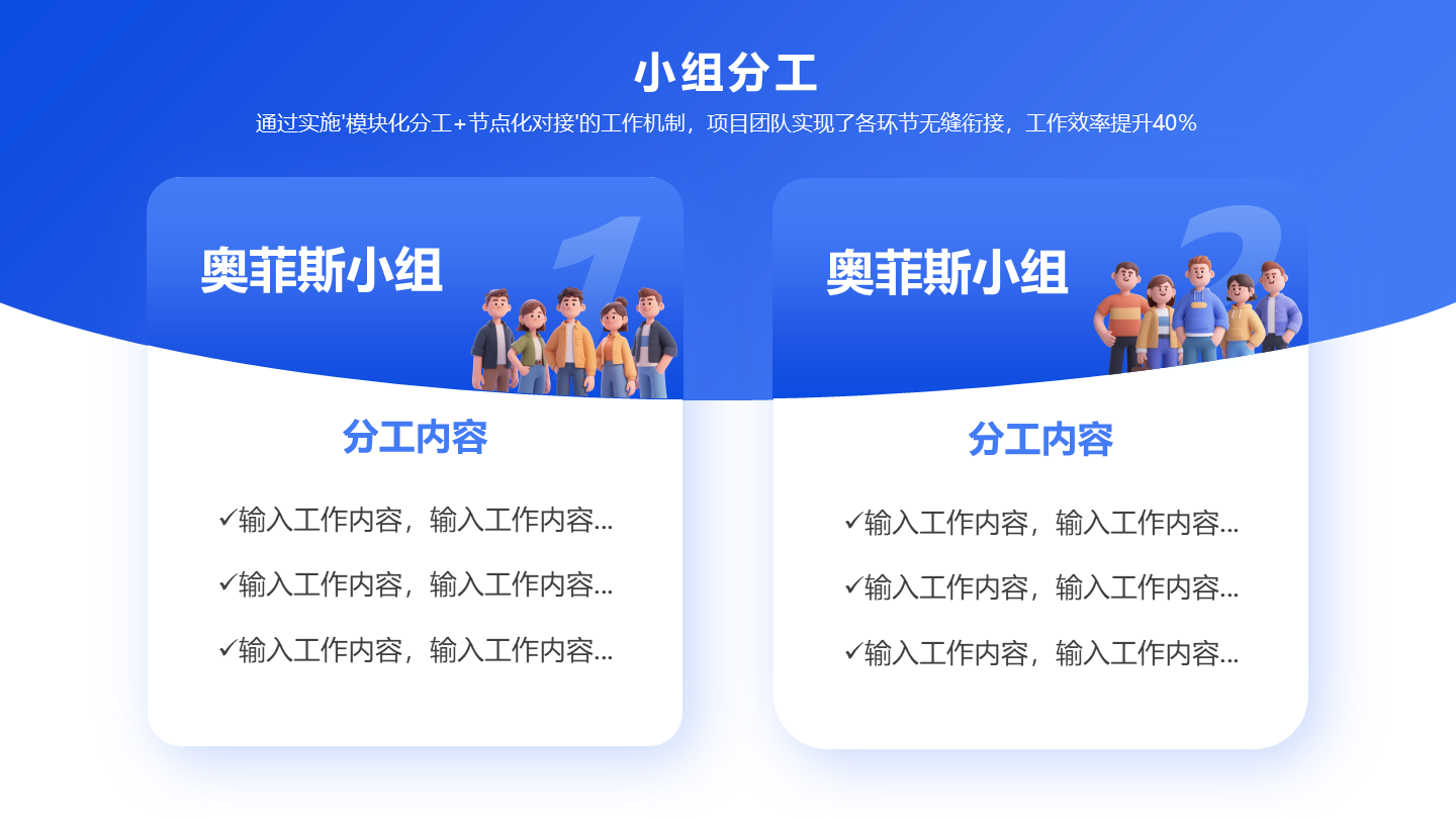 小组分工-蓝色简约风项目汇报关系页PPT单页